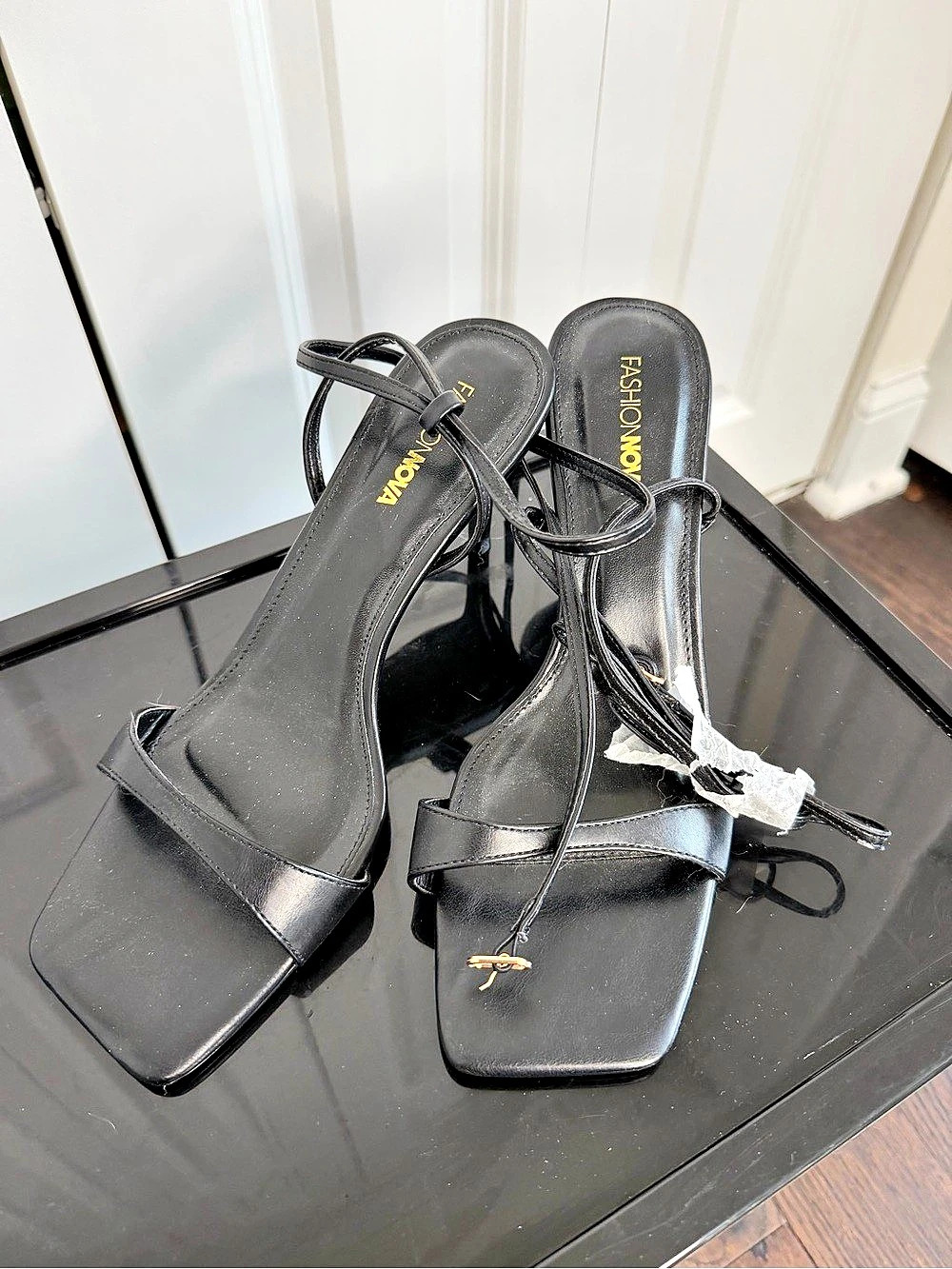 FASHION NOVA Black Strappy High Heels